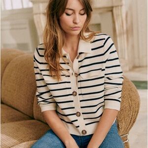 Sézane Ecru/marine Betty with gold button detail (sold out)